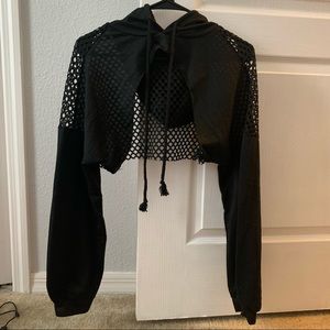 Fishnet Cropped Hoodie
